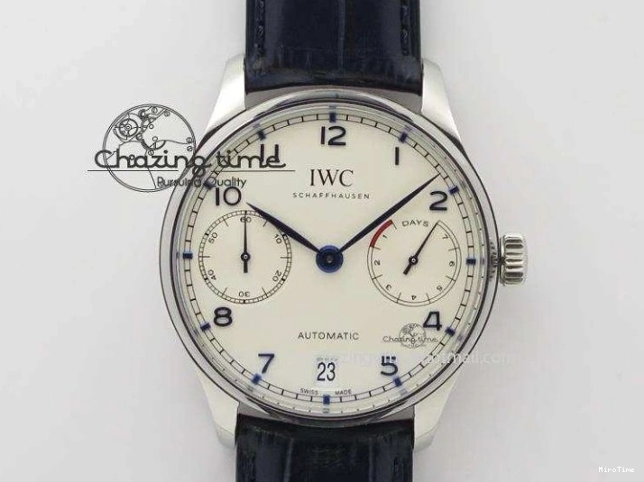 MIROTIME 0513 GoAnywhere Portuguese IW5444 RG White Dial RG Numbers On Brown Leather Strap A 7253